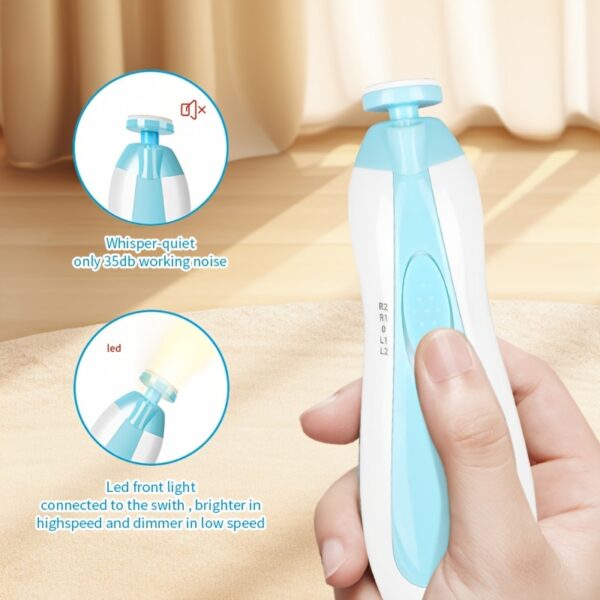 6-in-1 Electric Youngsters Nail Trimmer Kit, Pink & Blue - Image 9